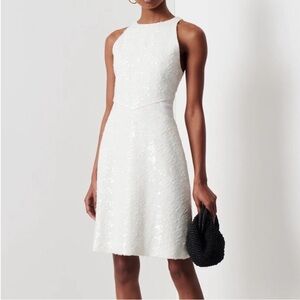 Derek Lam White Sequin Halter Mini Dress